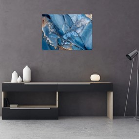 Tablou pe sticlă - Marmură albastră fragmentată (70x50 cm)