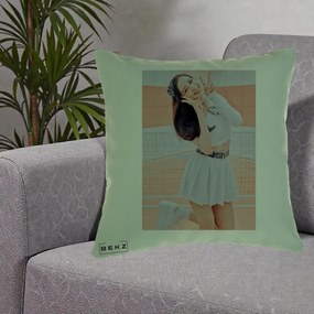 Perna Personalizata K-pop BLACKPINK Nayeon/Jisoo Tenis Alb, 40x40 cm, Verde, Husa Detasabila, Perna Inclusa, BEKZ®