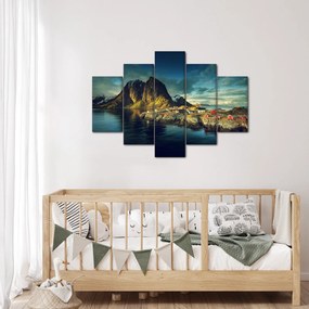 Tablou cu sat de pescari din Norvegia (150x105 cm)