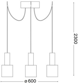 Lustră pe cablu Ideal Lux HOLLY 3xE27/60W/230V negru păianjen
