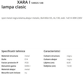 Aplica de perete moderna cu spoi XARA I negru/alama