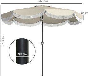 Outsunny Umbrelă de Grădină Inclinabilă 2.7x2.7 m cu Manivelă, Umbrelă Rotundă de Exterior cu 8 Spițe, din Metal și Poliester, pentru Curte sau Balcon, UV 30+, Gri Deschis | Aosom Romania