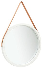 Oglinda de perete cu o curea, 60 cm, alb 1, Alb,    60 cm
