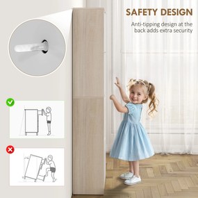 HOMCOM Dulap Subțire pentru Pantofi cu 4 Sertare pentru 16 de Perechi de Pantofi 62.5x26x156 cm, Culoare Lemn și Alb | Aosom Romania