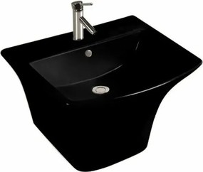Lavoar suspendat Inter Ceramic dreptunghiular negru lucios 53.5 cm