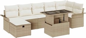 vidaXL Set de canapele pentru grădină cu pernă 8 pcs Bej Rattan poli