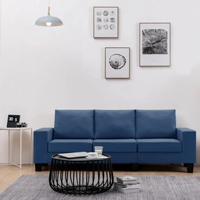287124 vidaXL Canapea cu 3 locuri, albastru, material textil