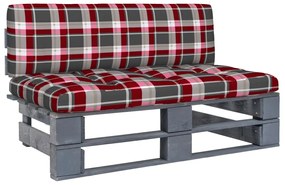 Canapea de mijloc din paleti de gradina, gri, lemn pin tratat model rosu carouri, canapea de mijloc, Gri, 1
