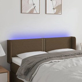 3123097 vidaXL Tăblie de pat cu LED, maro închis, 147x16x78/88 cm, textil