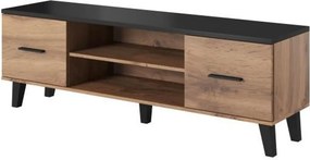 Comoda TV LOTTA, stejar wotan/negru, PAL, 160x40x53 cm