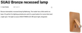 Aplica cu reader LED incastrabila stil minimalist SUAU bronz