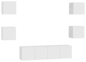 Set dulapuri TV, 6 piese, alb, PAL Alb, 60 x 30 x 30 cm (2 pcs), 1