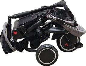 Tricicleta pliabila cu copertina Baby Care™ Folding Trike, Roti din spuma cauciucata EVA, Pedale si maner pentru parinti, Scaun reversibil cu rotire