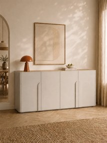 Comodă Amilio 200 cm cu 4 uși - cașmir / stejar uleiat / mânere cașmir