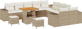 vidaXL Set de canapele pentru grădină cu pernă 13 pcs Bej poliratan