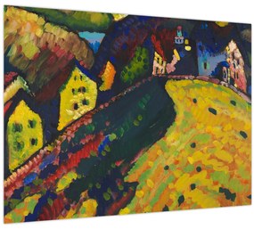 Tablou pe sticlă - Vasily Kandinsky, Houses at Murnau, reproducere (70x50 cm)