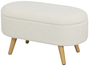 HOMCOM Bancă de ședere cu Depozitare și Lock, Scăun pentru Hall, Sufragerie, Dormitor, Brad, Catifea, Alb | Aosom Romania