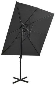 vidaXL Umbrelă în consolă cu înveliș dublu, antracit, 250x250 cm