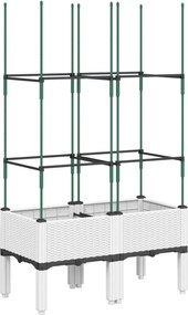 vidaXL Jardinieră de grădină cu spalier, alb, 80x40x142,5 cm, PP