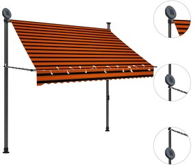 Copertina retractabila manual cu LED, portocaliu  maro, 200 cm portocaliu si maro, 200 cm