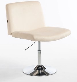 HR150N Scaun Crem din Catifea cu Bază Cromata