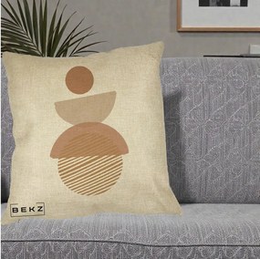 Perna Decorativa Geometric Boho Forme Terracotta, 40x40 cm, Crem, Husa Detasabila, Perna Inclusa, BEKZ®