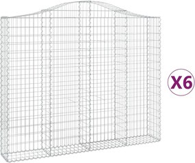 vidaXL Coșuri gabion arcuite 6 buc, 200x30x160/180 cm, fier galvanizat