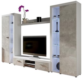 Mobilier living Rudby XL (Alb + beton) (fără iluminat). 610112