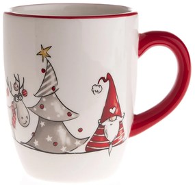 Cană ceramică de Crăciun Elf și ren, 350 ml,roșu