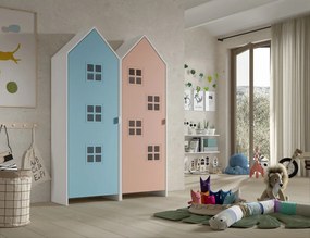 Set 2 dulapuri pentru copii Casami Bruges tip căsuță de plajă – Comfy Pink și Blue Ballet – Vipack