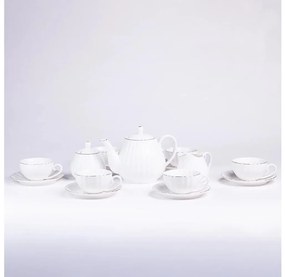 Set de cafea din porțelan, 15 piese, alb