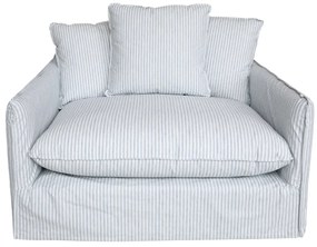 Fotoliu premium crem cu dungi, stofa, 3 perne decorative, Malo