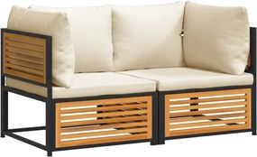 vidaXL Set canapea de grădină, 2 piese, cu perne, lemn masiv de acacia