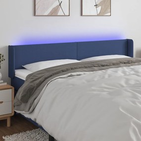 3122984 vidaXL Tăblie de pat cu LED, albastru, 203x16x78/88 cm, textil
