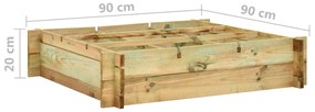 Strat inaltat, 90 x 90 x 20 cm, lemn impregnat 1, 90 x 90 x 20 cm
