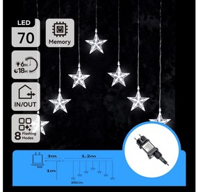 Aigostar - Ghirlandă LED de exterior pentru Crăciun 70xLED/230V 1,2x1m IP44 alb rece în formă de stea