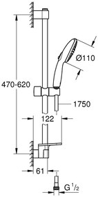 Grohe Tempesta 110 Set dus cu bara 60 cm si savoniera 2 jeturi, crom