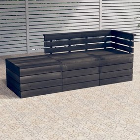 3063738 vidaXL Set mobilier grădină din paleți, 3 piese, gri închis, lemn pin