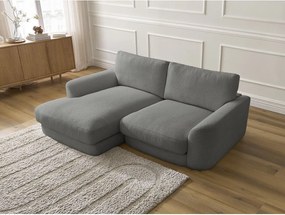 Colțar gri închis cu tapițerie din țesătură bouclé (cu colț pe partea stângă/cu șezlong) Leonore – Bobochic Paris