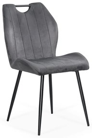 Scaun living gri din catifea cu cadru metalic si spatar ergonomic BUC 204