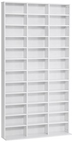 HOMCOM Bibliotecă CD de perete cu 24 de rafturi reglabile, 195 x 102 x 23.5cm, alb | Aosom Romania