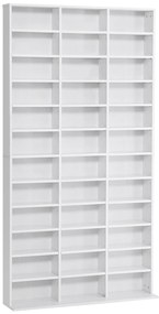 HOMCOM Bibliotecă CD de perete cu 36 de rafturi reglabile, 195 x 102 x 23.5cm, alb | Aosom Romania