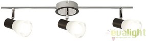 Plafoniera cu 3 spoturi, design modern, finisaj negru/crom, Ati 5978 RX