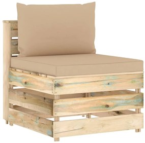 vidaXL Canapea de mijloc modulară cu perne, verde, lemn impregnat