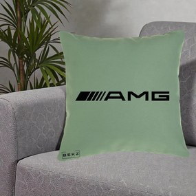 Perna Personalizata cu emblema Mercedes-AMG, 40x40 cm, Verde, Husa Detasabila, Perna Inclusa, BEKZ®