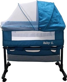 Patut copii transformabil in balansoar bebe Baby Care™ Co-Sleeper, Cu plasa insecte si cosulet depozitare, Design modern, 4 roti cu frana, Dimensiuni