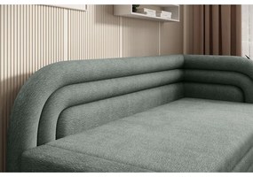 Canapea verde extensibilă/cu spațiu de depozitare cu tapițerie din chenille cu colț pe partea dreaptă 223 cm Fabillo – ELTAP