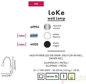 Aplica de perete cu iluminat LED, LOKE 41020