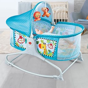 Patut muzical pentru bebe, cu vibratie, albastru