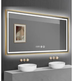 Oglinda Led Si Touch Cu Functie Dezaburire, Elit's, EsnJ44, 100X80cm, Rama Bronz Antichizata